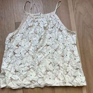 Anthropologie, white lace overlay top